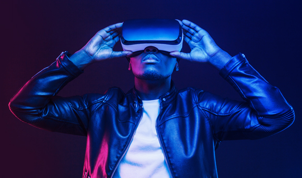 person using vr