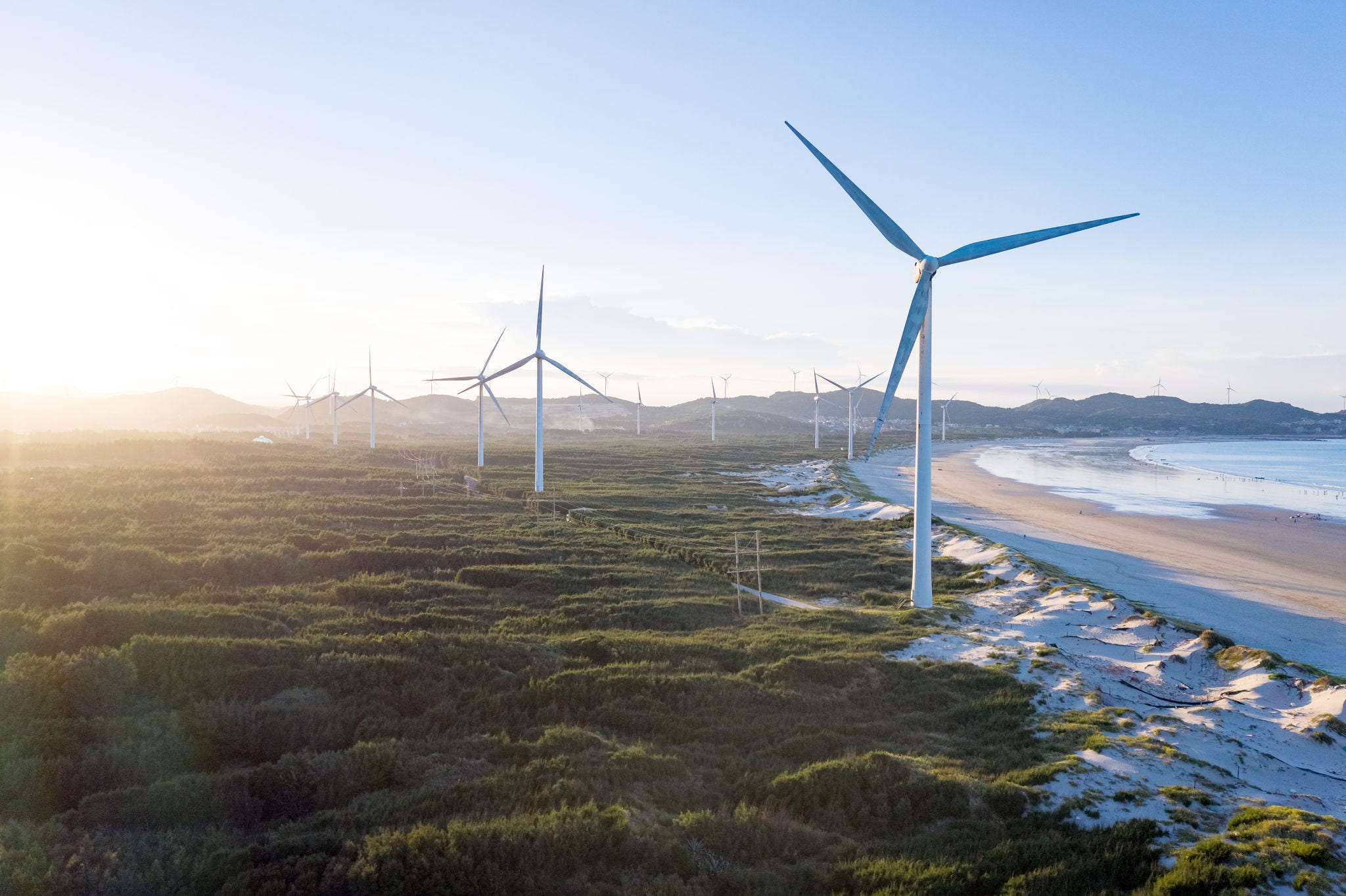 Wind power station by the sea