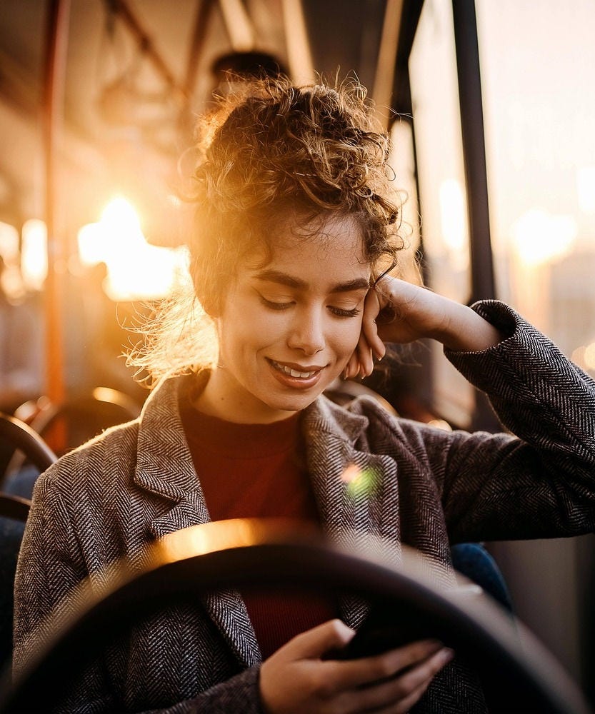 A person travelling on public transport