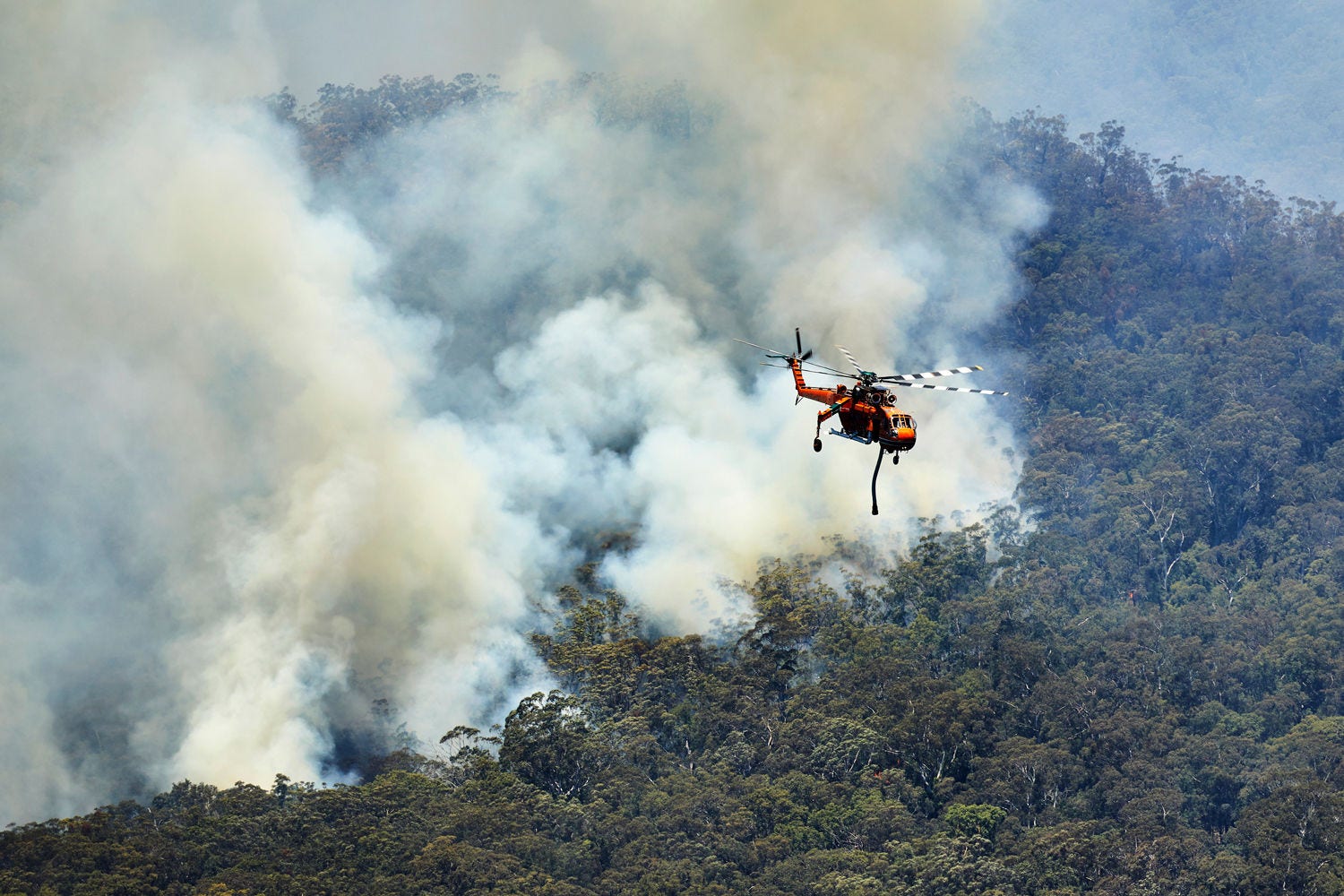 Department of Fire and Emergency Services helicopter fighting a bushfire