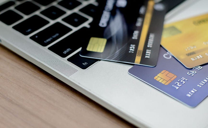 Laptop with multiple credit cards