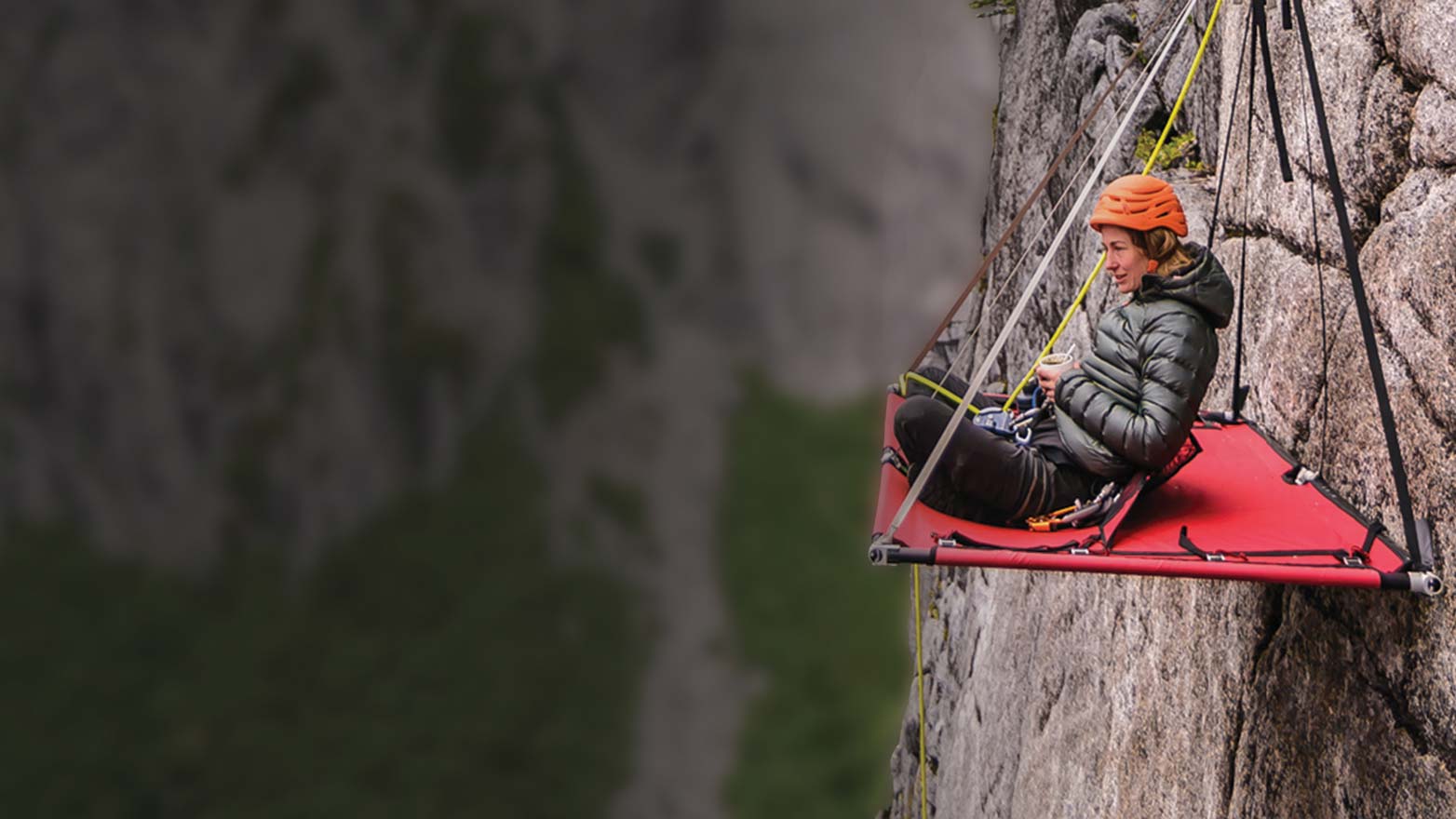 Rock climber on platform