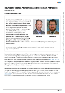 IRS User Fees for APAs Increase but Remain Attractive