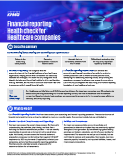Financial reporting Health check for Healthcare companies 